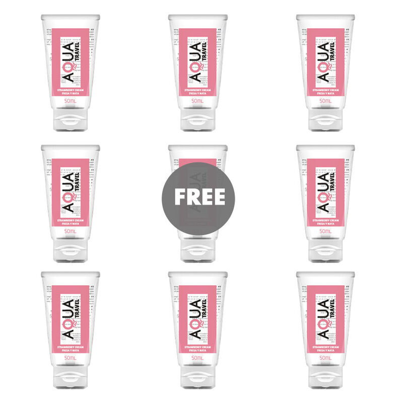 AQUA TRAVEL - LUBRIFIANT À BASE d'eau AQUA TRAVEL SAVEUR CRÈME DE FRAISE - 50 ML 8+1 OFFERT