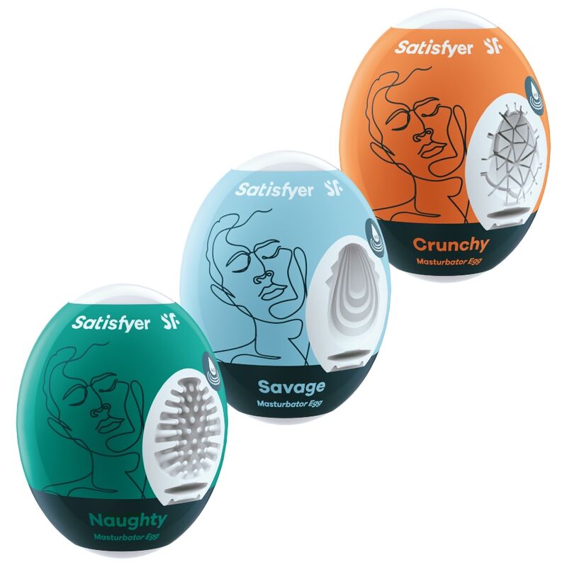 SATISFYER - 3 OEUFS MASTURBATEURS NAUGHTY, SAVAGE  CRUNCHY
