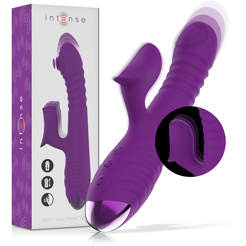 INTENSE - VIBRATEUR RECHARGEABLE MULTIFONCTION IGGY UP  DOWN AVEC STIMULATEUR CLITORAL VIOLET