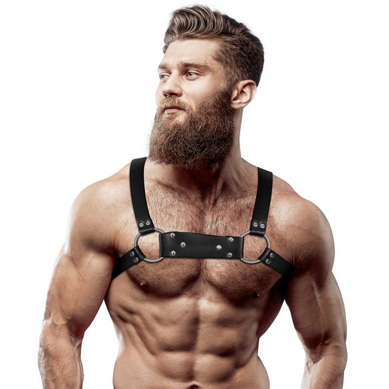FETISH SUBMISSIVE ATTITUDE - HARNAIS DE POITRINE BULLDOG EN CUIR ÉCOLOGIQUE POUR HOMMES TAILLE M/L