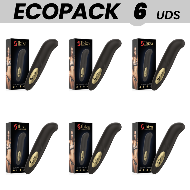 ECOPACK 6 UNITÉS - IBIZA STIMULATEUR DE CLIT CHARGEUR USB 10 MODES DE VIBRATION DORÉ 13 X 2,10