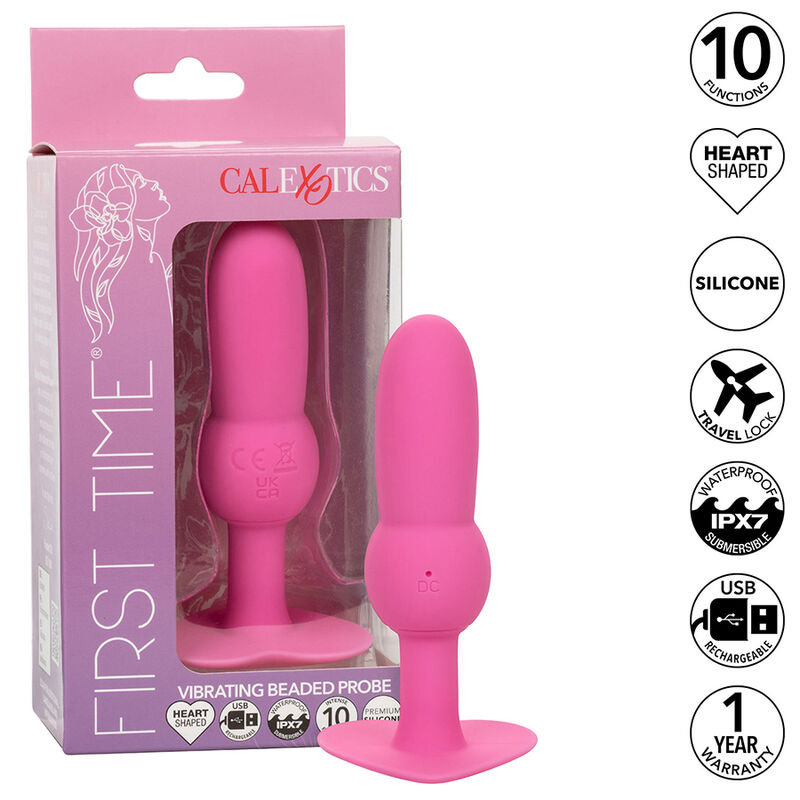 CALEXOTICS - FIRST TIME SONDE ANAL PLUG PERLÉE 10 VIBRATIONS ROSE