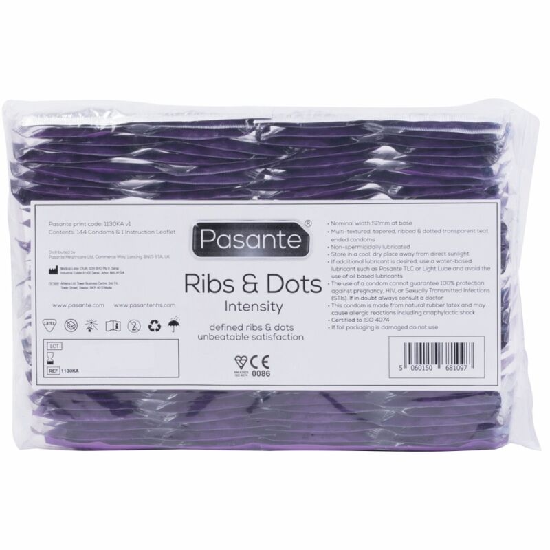 PASANTE - PRÉSERVATIFS INTENSITÉ RIBS DOTS 144 UNITÉS