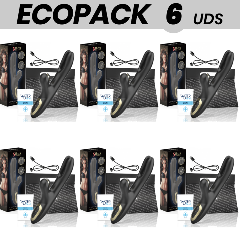 ECOPACK 6 UNITÉS - IBIZA DOUBLE VIBRATEUR SERRAGE NOIR