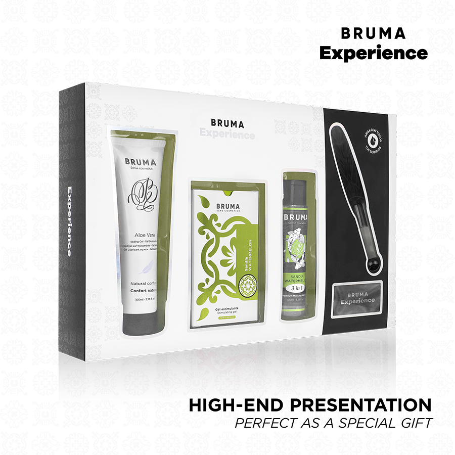 BRUMA XPERIENCE - KIT TENTATION PASTÈQUE DOUCE AVEC VIBRO + HUILE + LUBRIFIANT