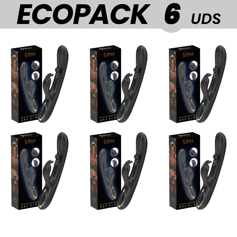 ECOPACKS 6 UNITÉS - VIBRATEUR LAPIN PUISSANT IBIZA AVEC PERLE ROULANTE MASSANTE