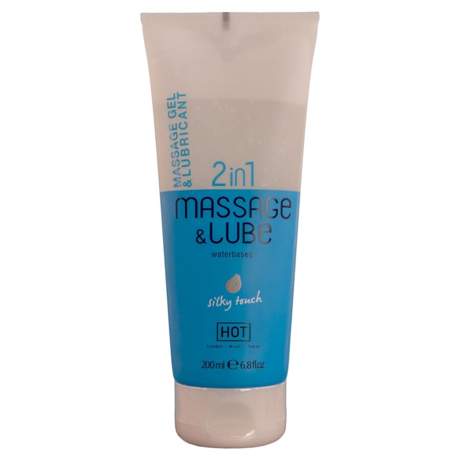 HOT - GEL DE MASSAGE ET DE GLISSE 2 EN 1, TEXTURE SOYEUSE, 200 ML