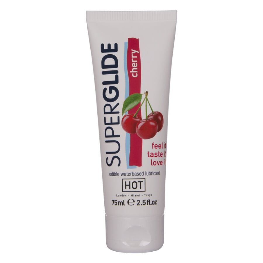 HOT - SUPERGLIDE LUBRIFIANT COMESTIBLE À BASE DEAU CERISE 75 ML