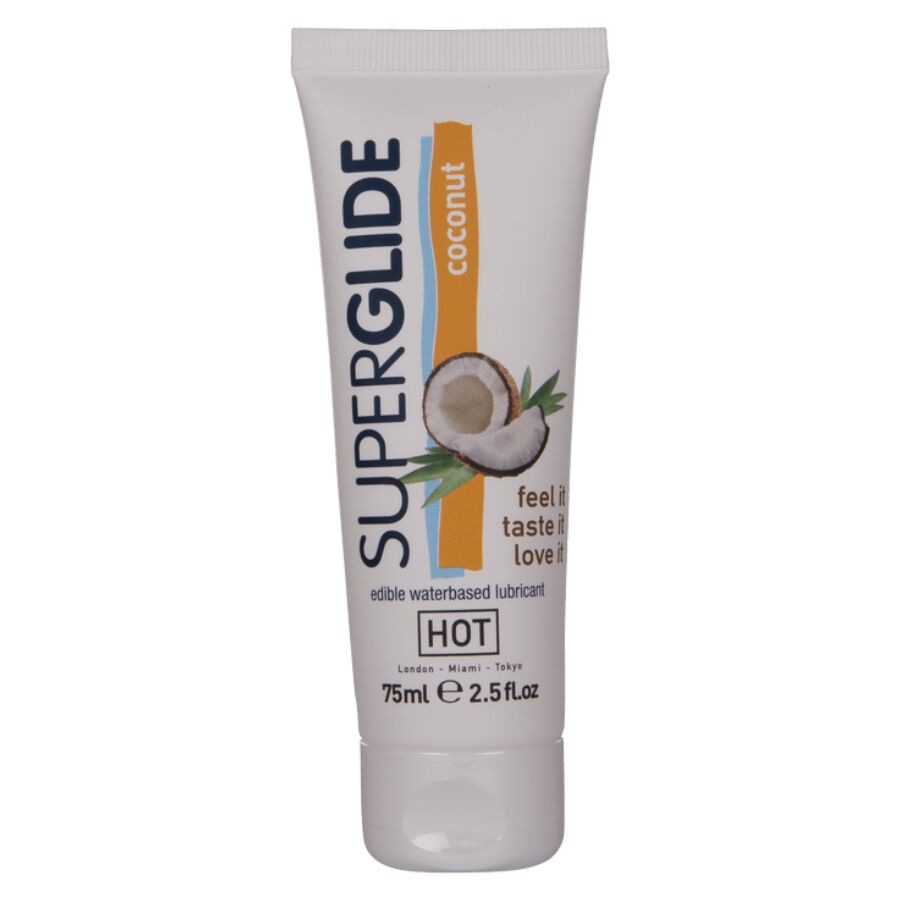 HOT - SUPERGLIDE LUBRIFIANT COMESTIBLE À BASE DEAU ET DE NOIX DE COCO 75 ML
