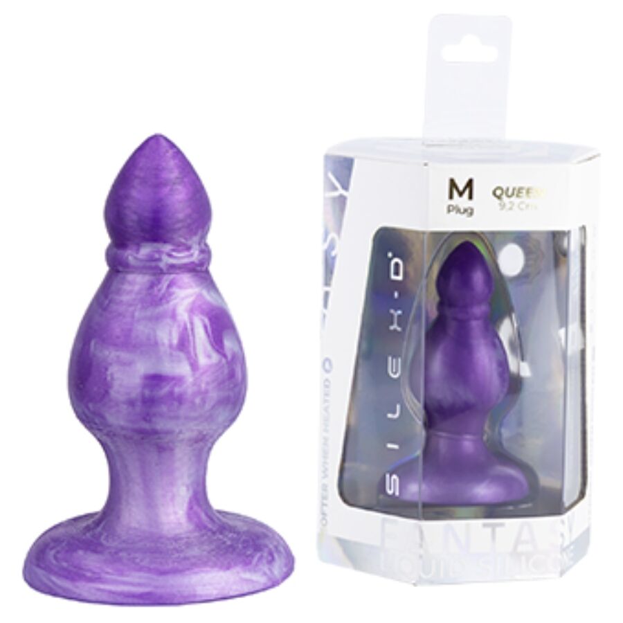 SILEXD - QUEEN ANAL PLUG FANTASY SILICONE LIQUIDE THERMOREACTIVE VIOLET 9,2 CM