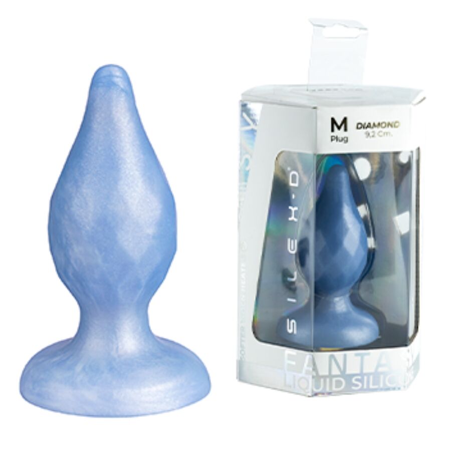 SILEXD - DIAMOND PLUG ANAL FANTASY SILICONE LIQUIDE THERMOREACTIF BLEU NACRÉ 9,2 CM